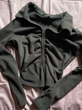 iris Charcoal Gray Soft Jacket with Subtle Stitching